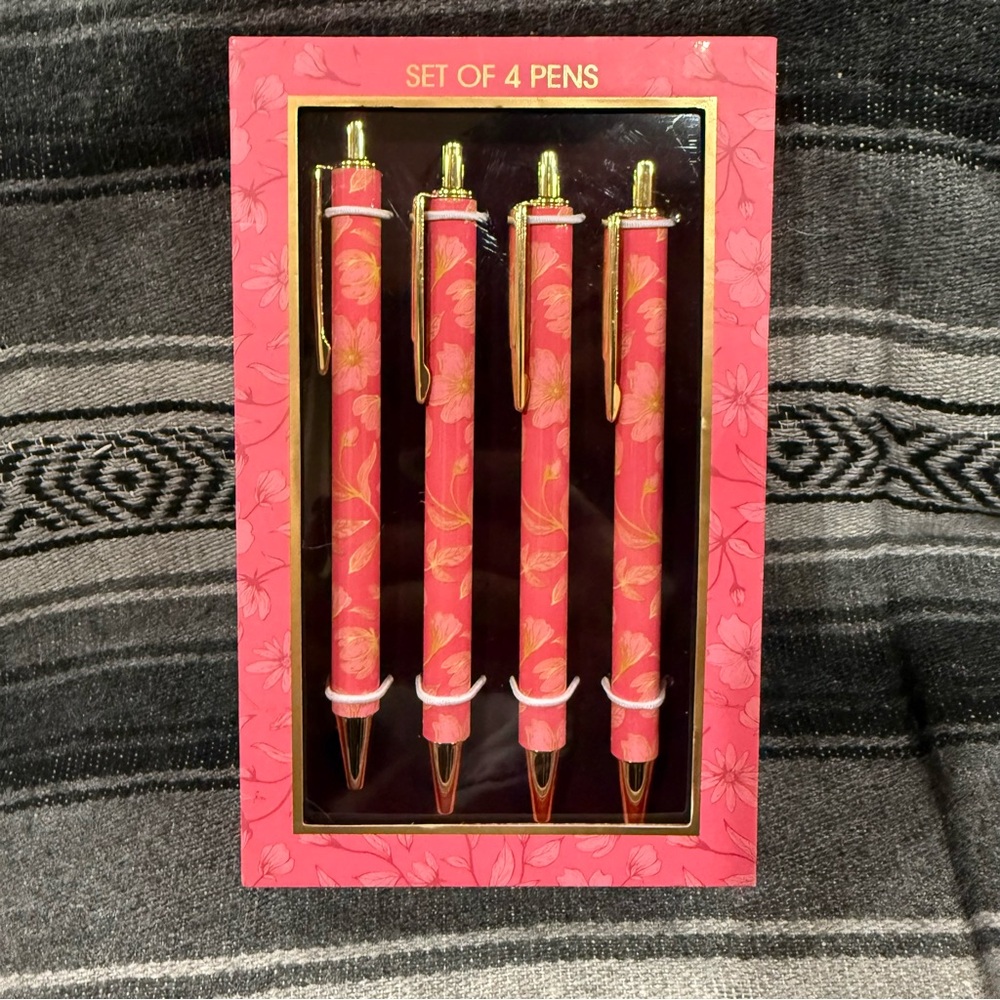 James Burke Collection Pink Floral Pen Set - 4 Pack